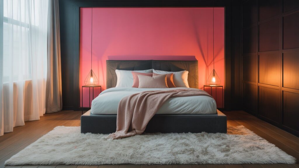 pink and black bedroom