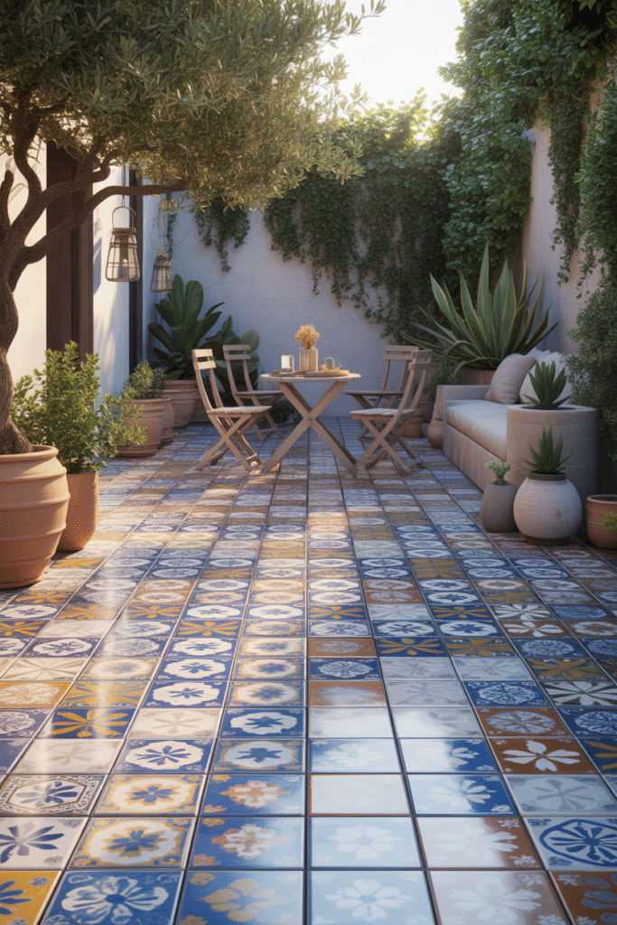 Painted Tile Patio Floor