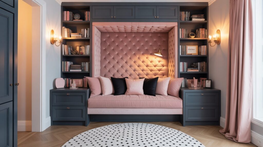 black and pink bedroom