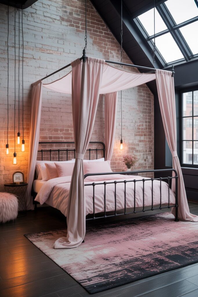 black and pink bedroom