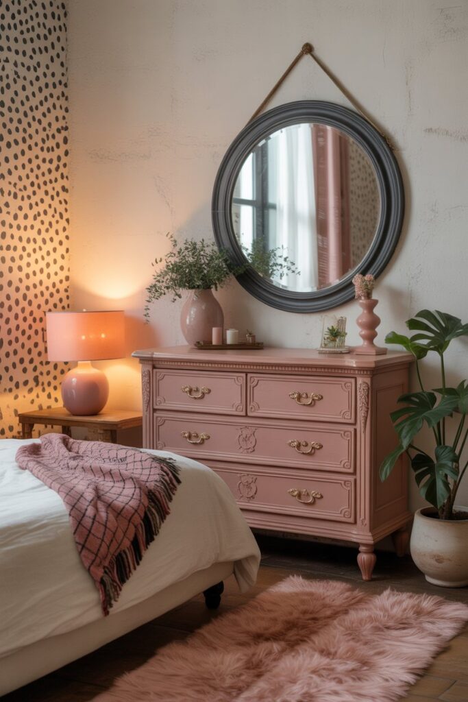 black and pink bedroom