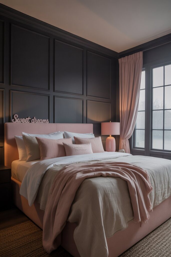 black and pink bedroom