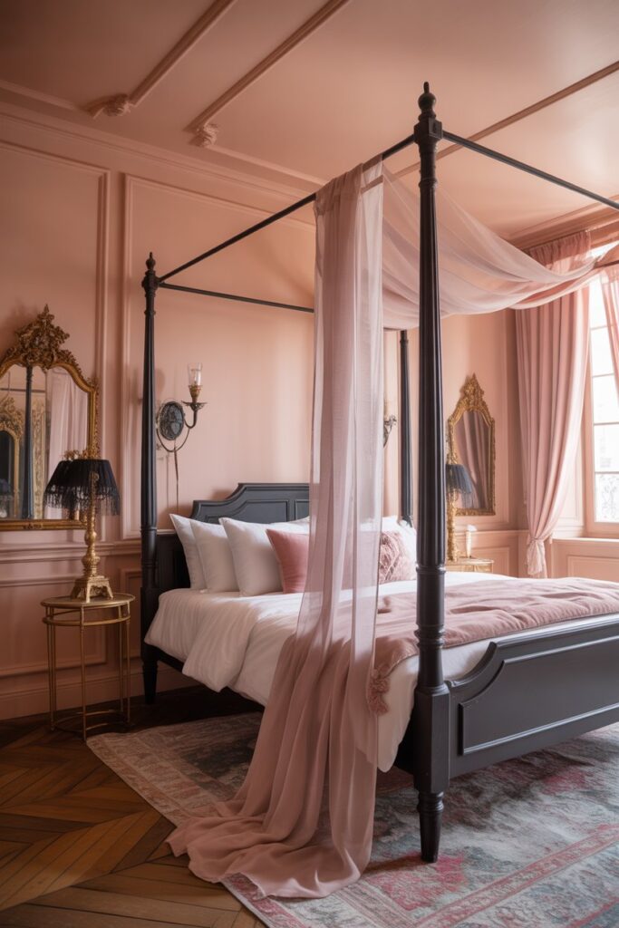 black and pink bedroom
