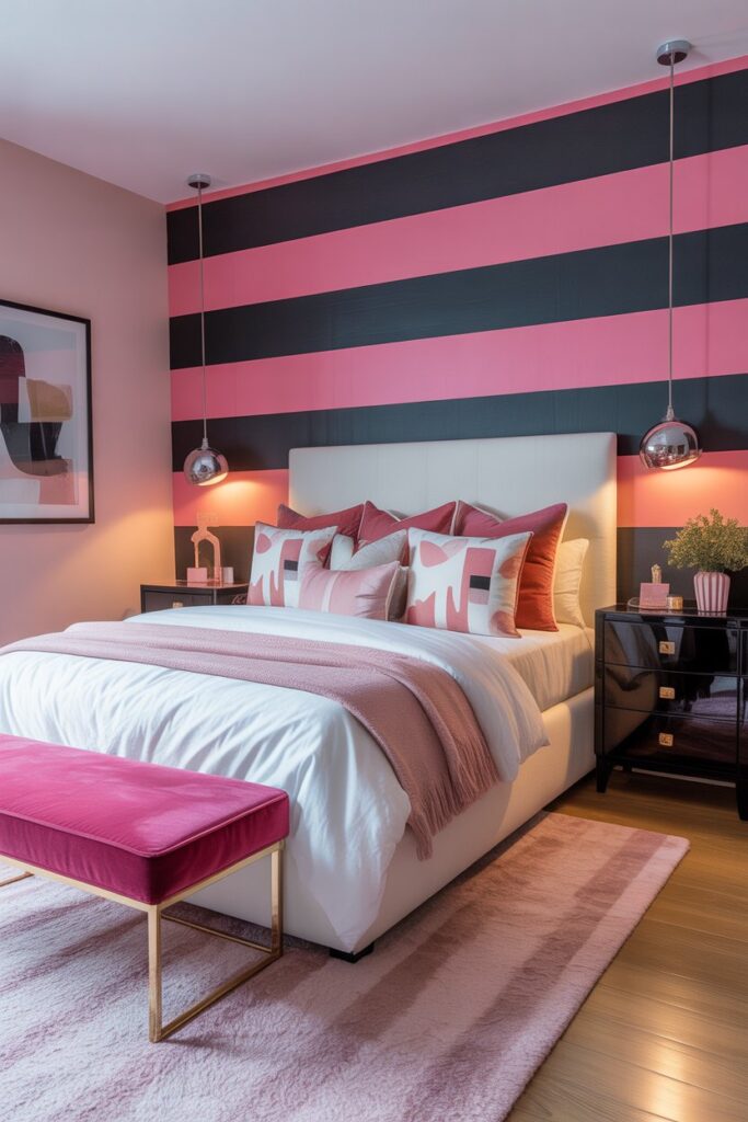 black and pink bedroom