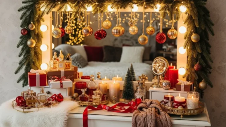 13 Cozy Christmas Vanity Decor Ideas That Make Getting Ready Feel Magical