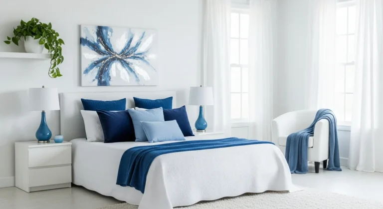 Blue and White Bedroom Design