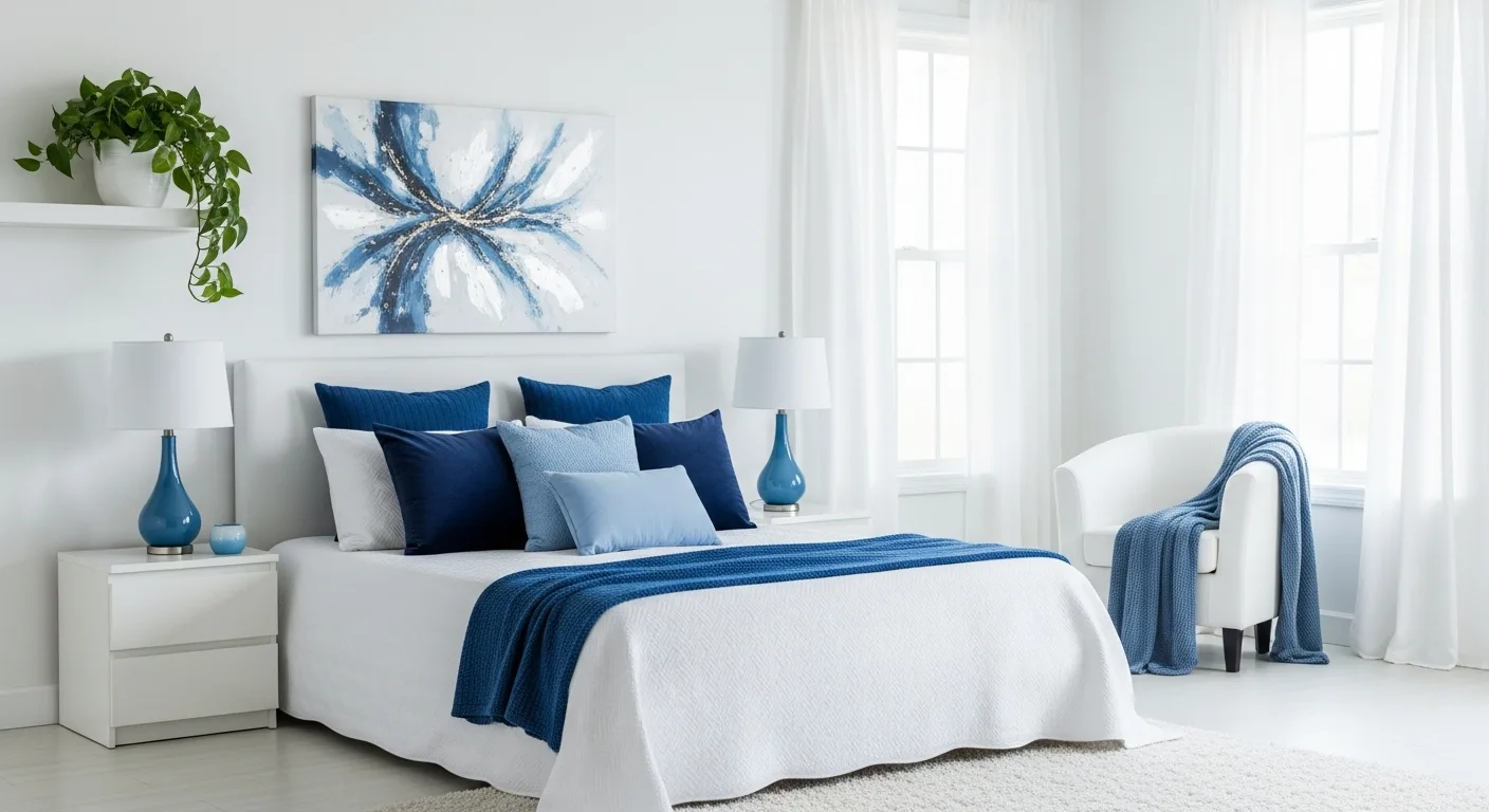 Blue and White Bedroom Design