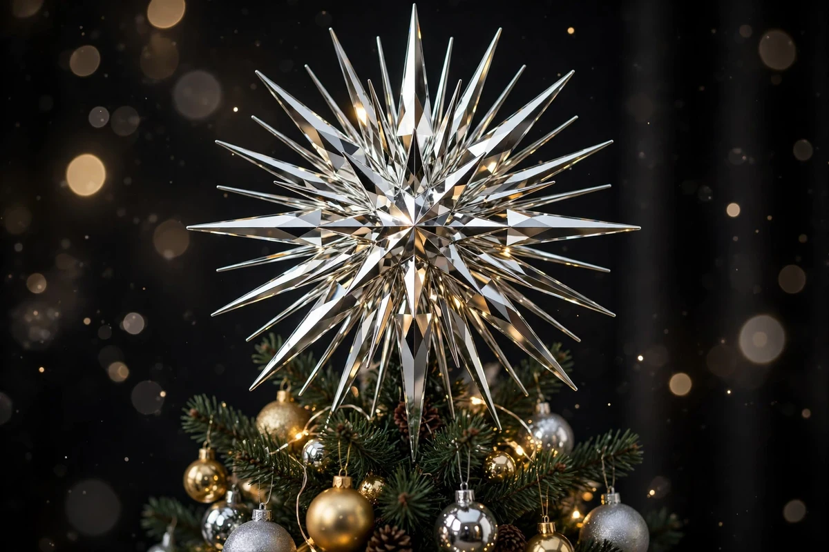 80s glam christmas decor ideas mirrored tree topper
