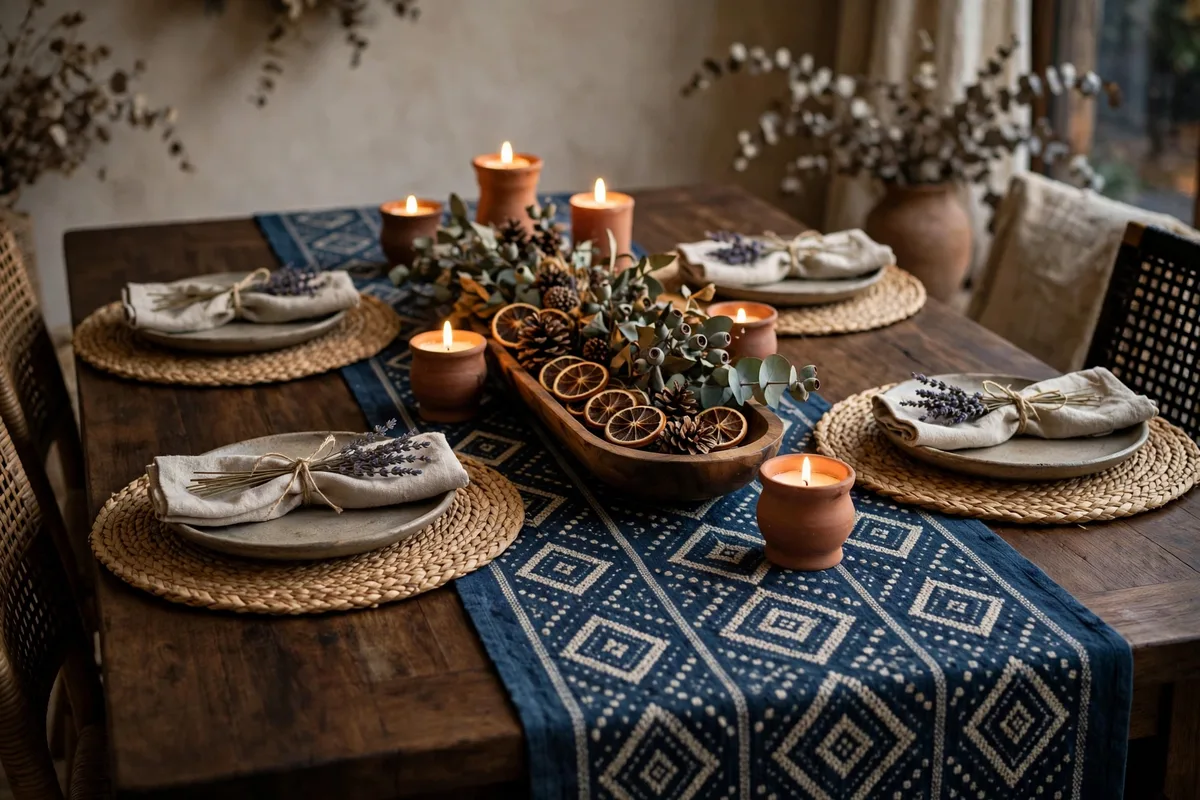 afrohemian christmas decor ideas earthy christmas table setting