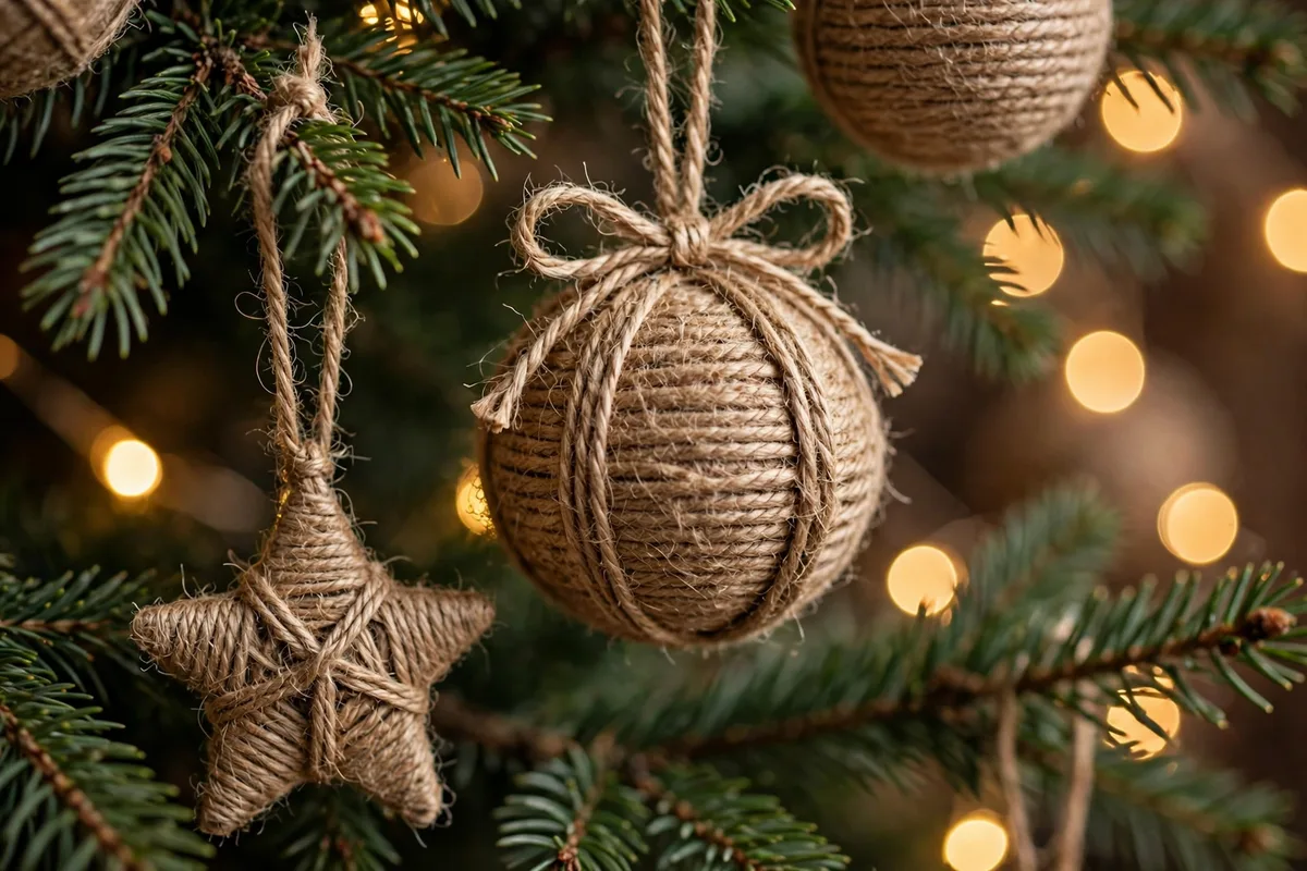 afrohemian christmas decor ideas woven jute ornaments