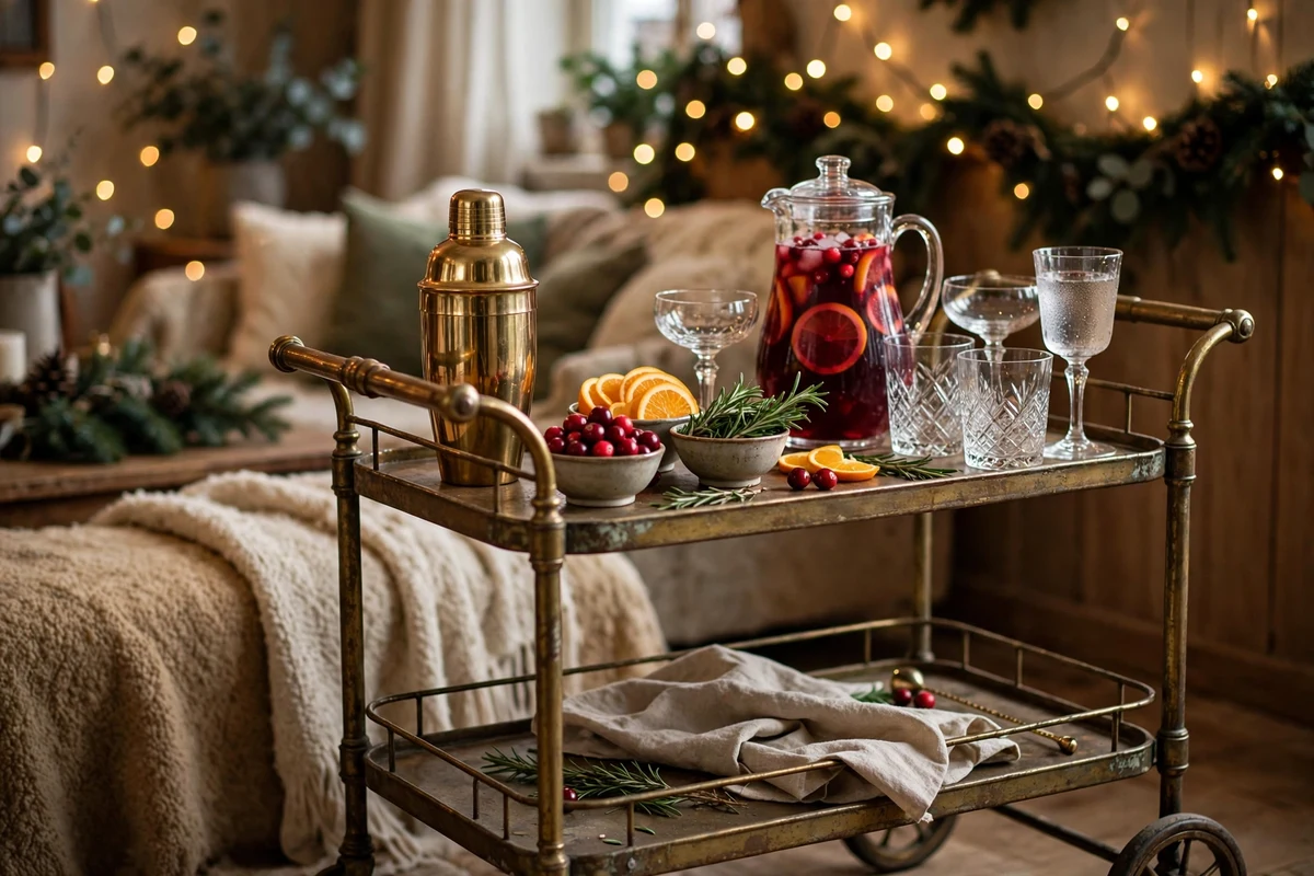 antique bar cart styling ideas festive cocktail station