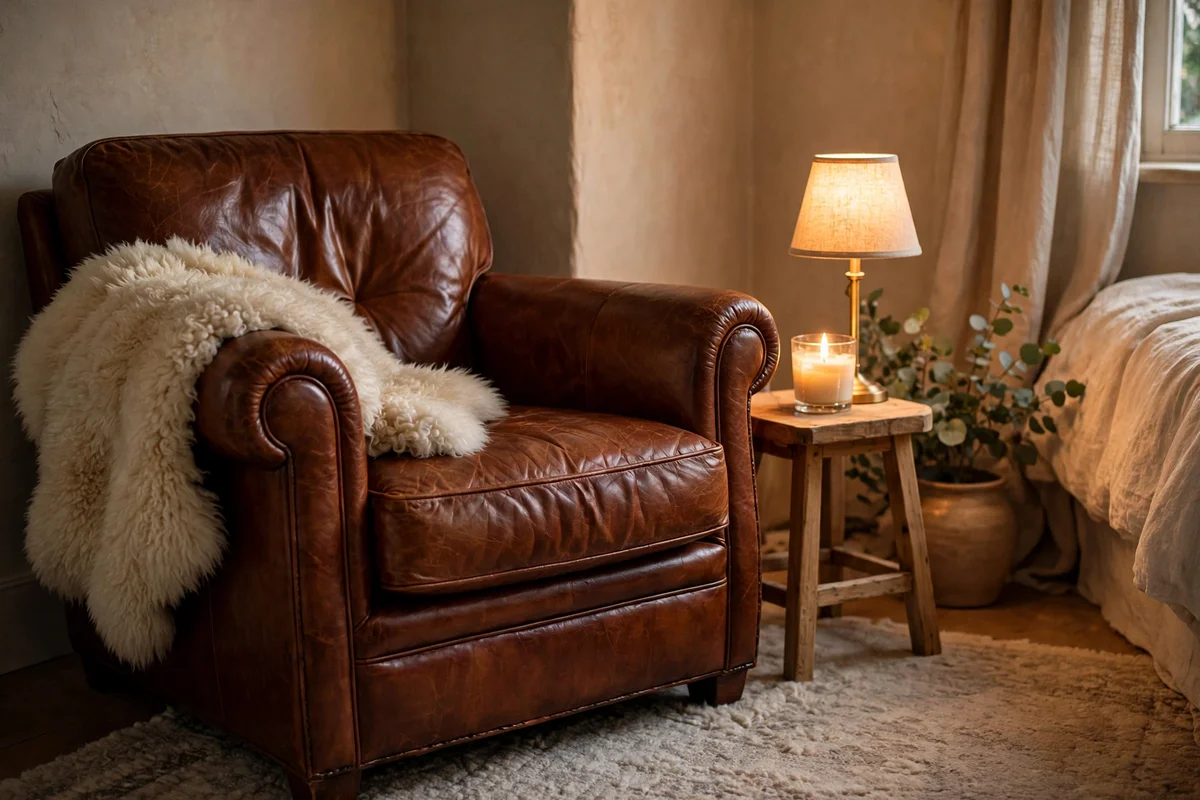 brown bedroom ideas cognac leather chair
