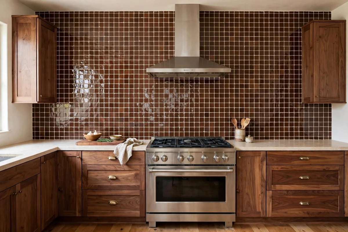 brown kitchen ideas chocolate backsplash