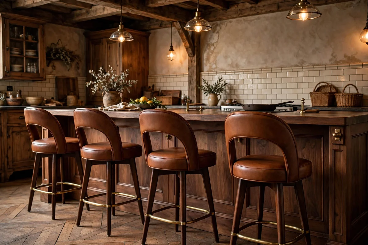 brown kitchen ideas leather stools