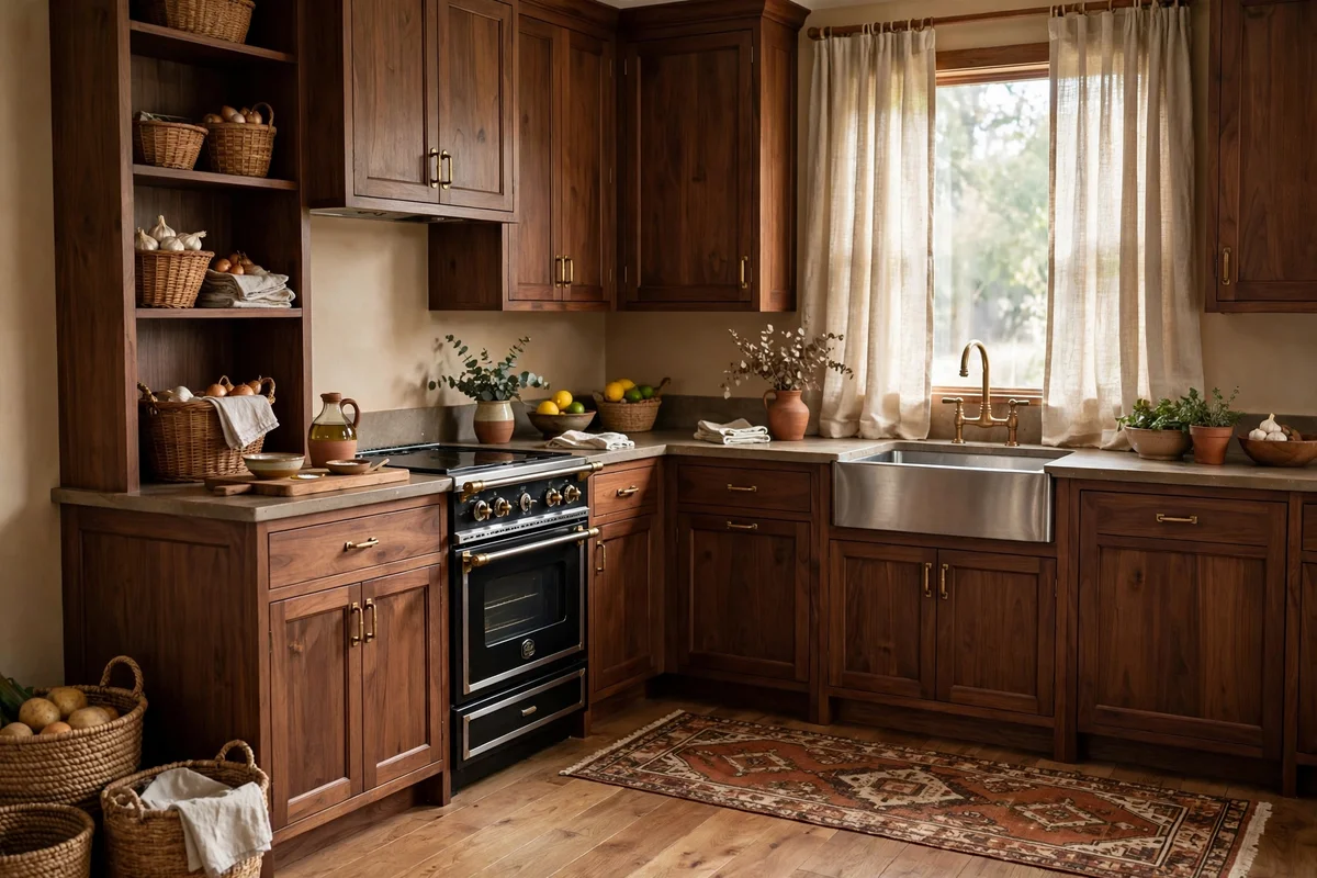 brown kitchen ideas textured rug