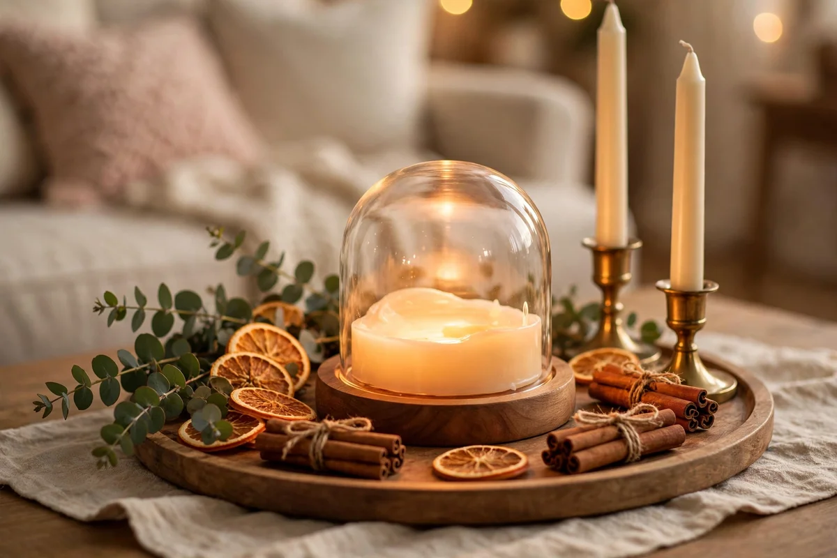 candle warmer christmas styling ideas coffee table centerpiece