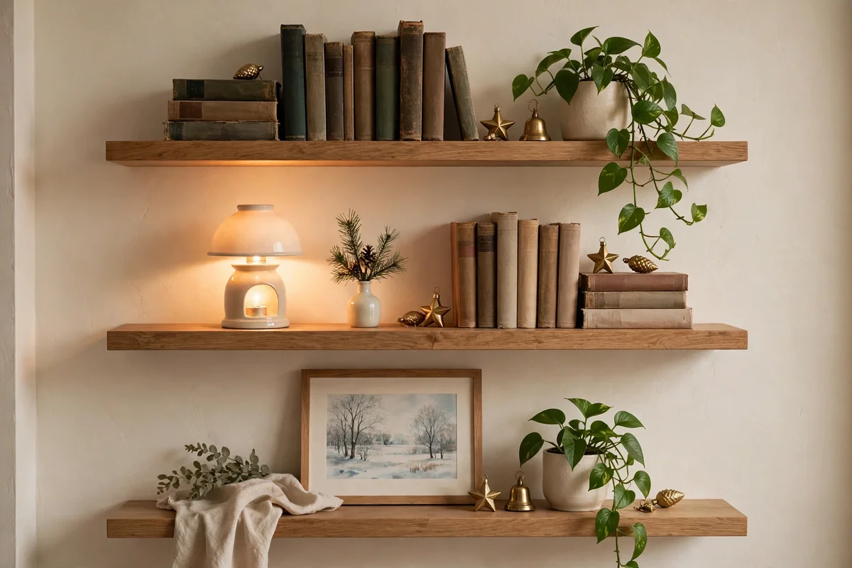 candle warmer christmas styling ideas shelf styling