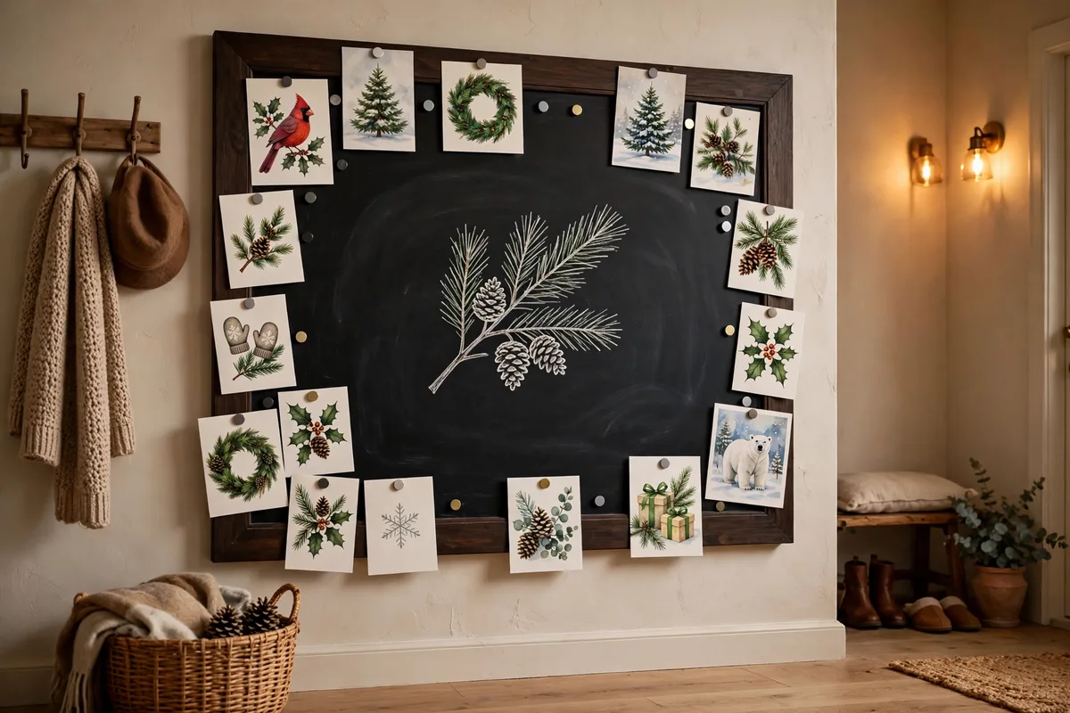 christmas card display ideas chalkboard card display