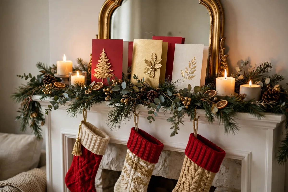 christmas card display ideas mantel card display