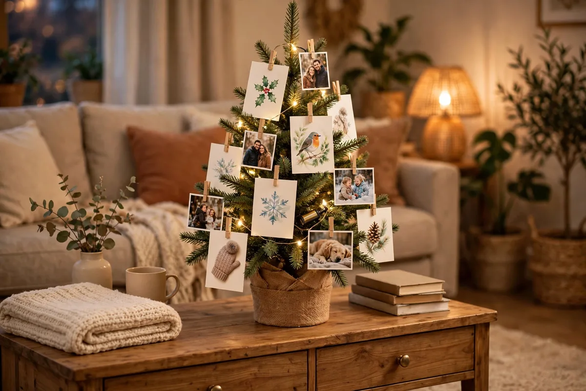 christmas card display ideas tabletop mini card tree