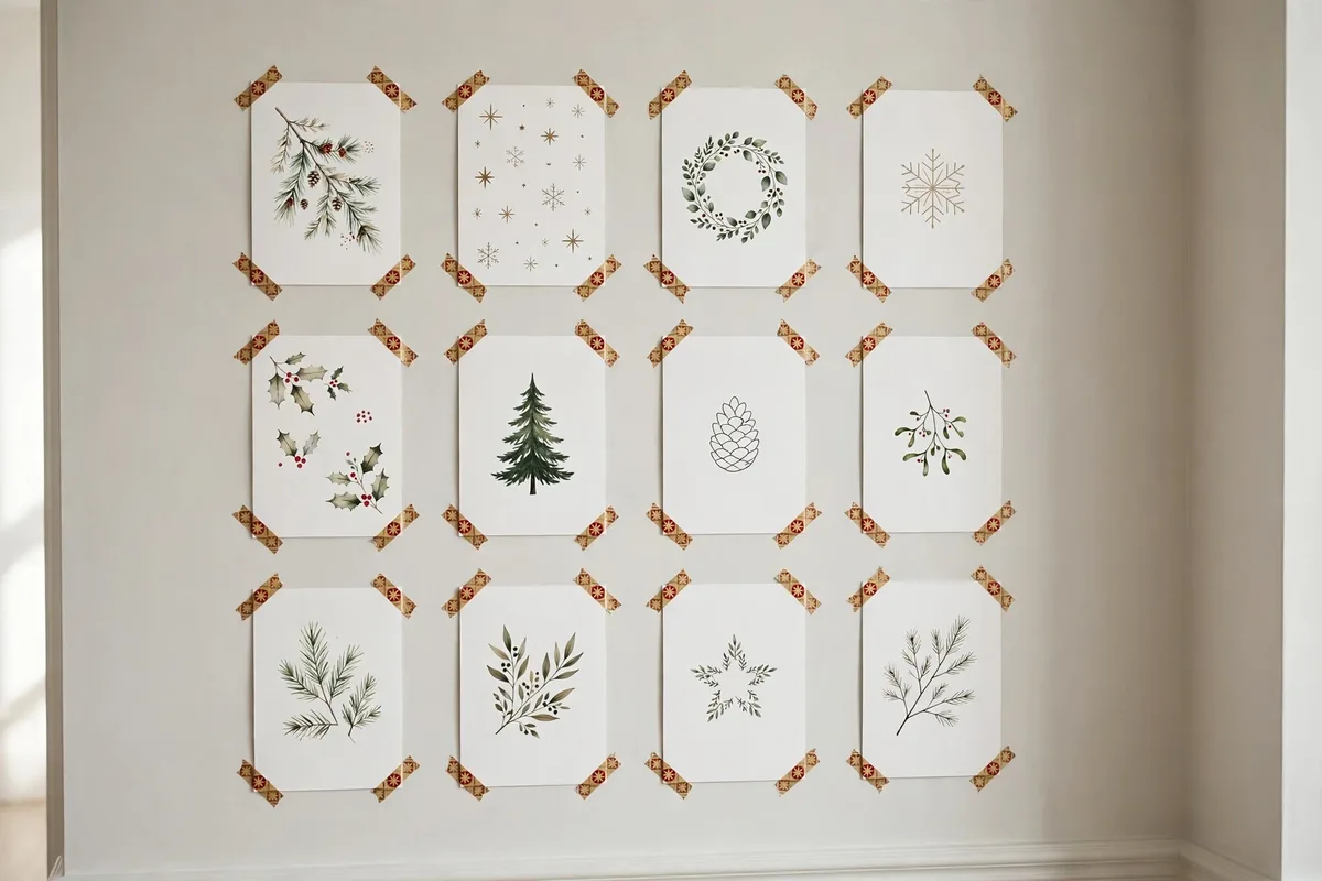christmas card display ideas washi tape card wall grid