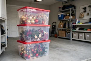christmas decor storage hacks clear storage totes christmas