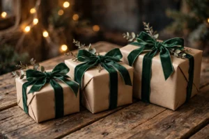 christmas gift wrapping ideas brown paper velvet ribbon