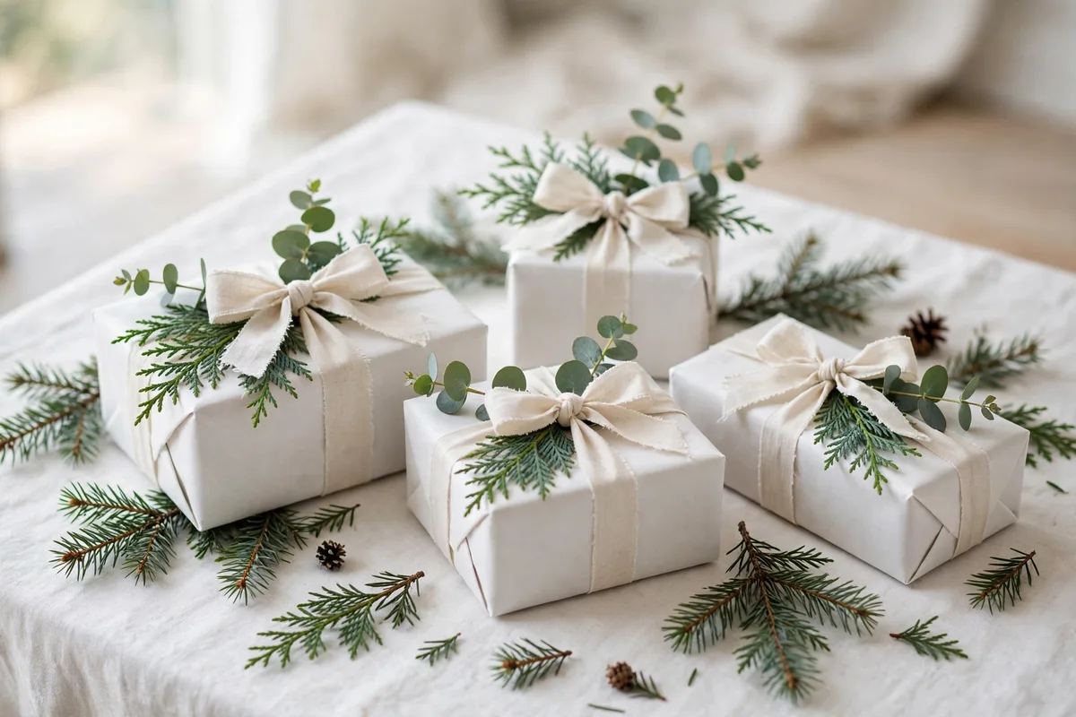 christmas gift wrapping ideas fresh greenery sprigs