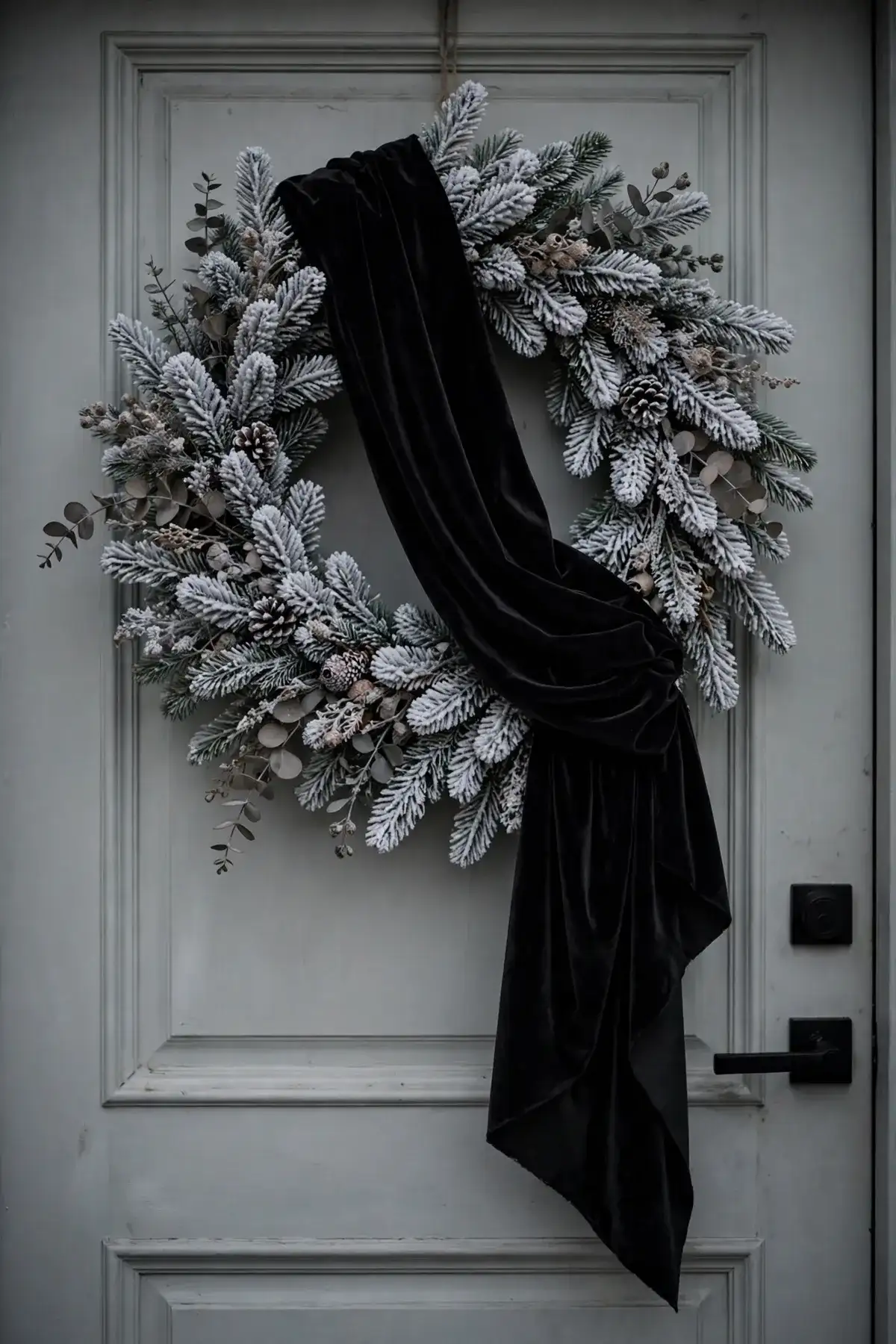 christmas wreath sash bow ideas black velvet sash