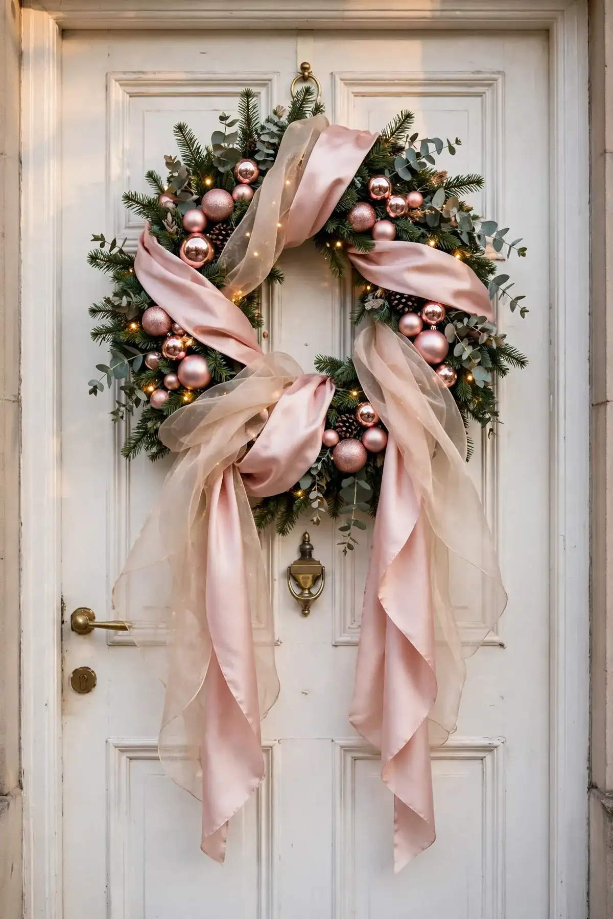 christmas wreath sash bow ideas blush champagne sash