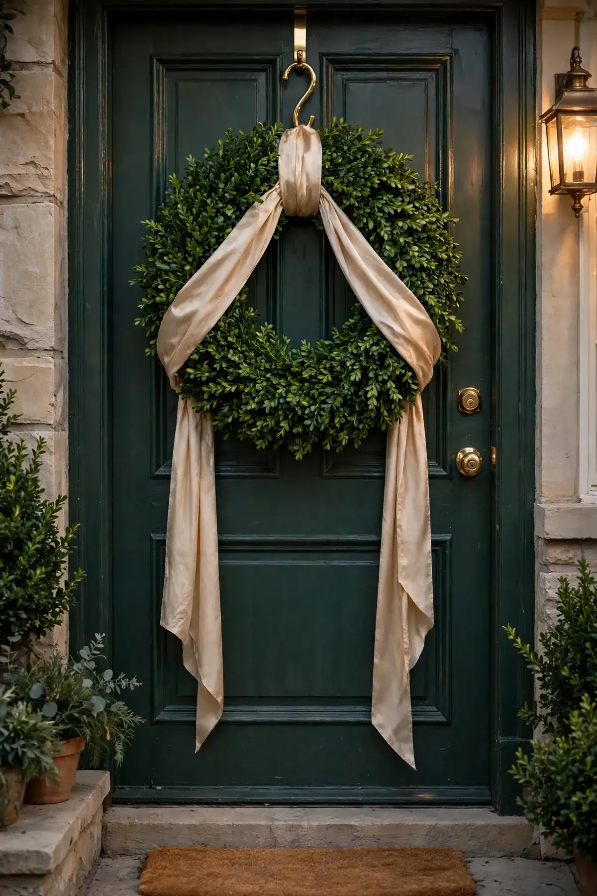 christmas wreath sash bow ideas champagne satin sash