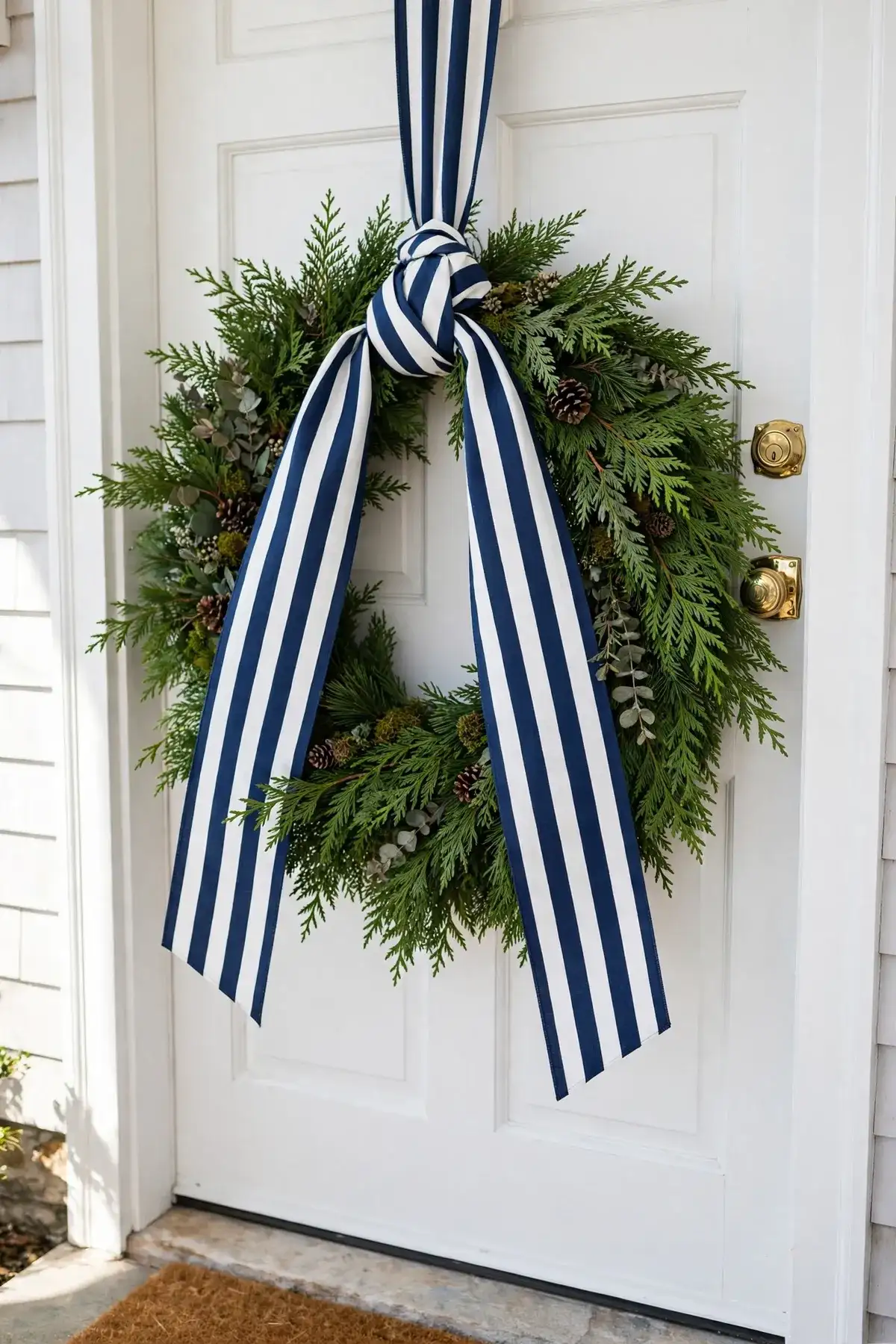 christmas wreath sash bow ideas coastal stripe sash