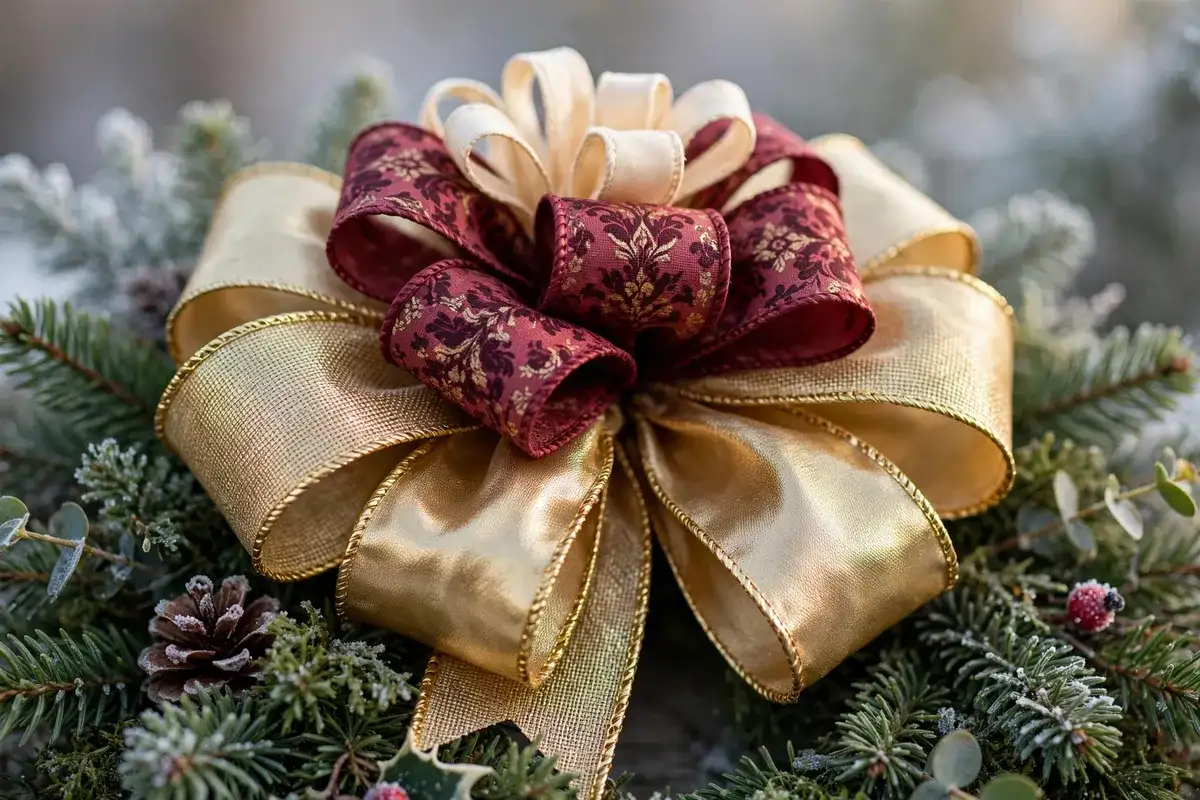 christmas wreath sash bow ideas layered ribbon bow