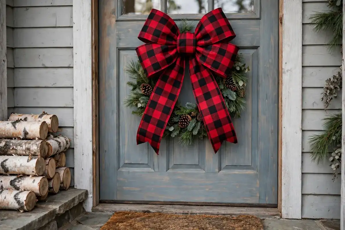 christmas wreath sash bow ideas plaid bow