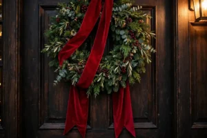 christmas wreath sash bow ideas red velvet bow