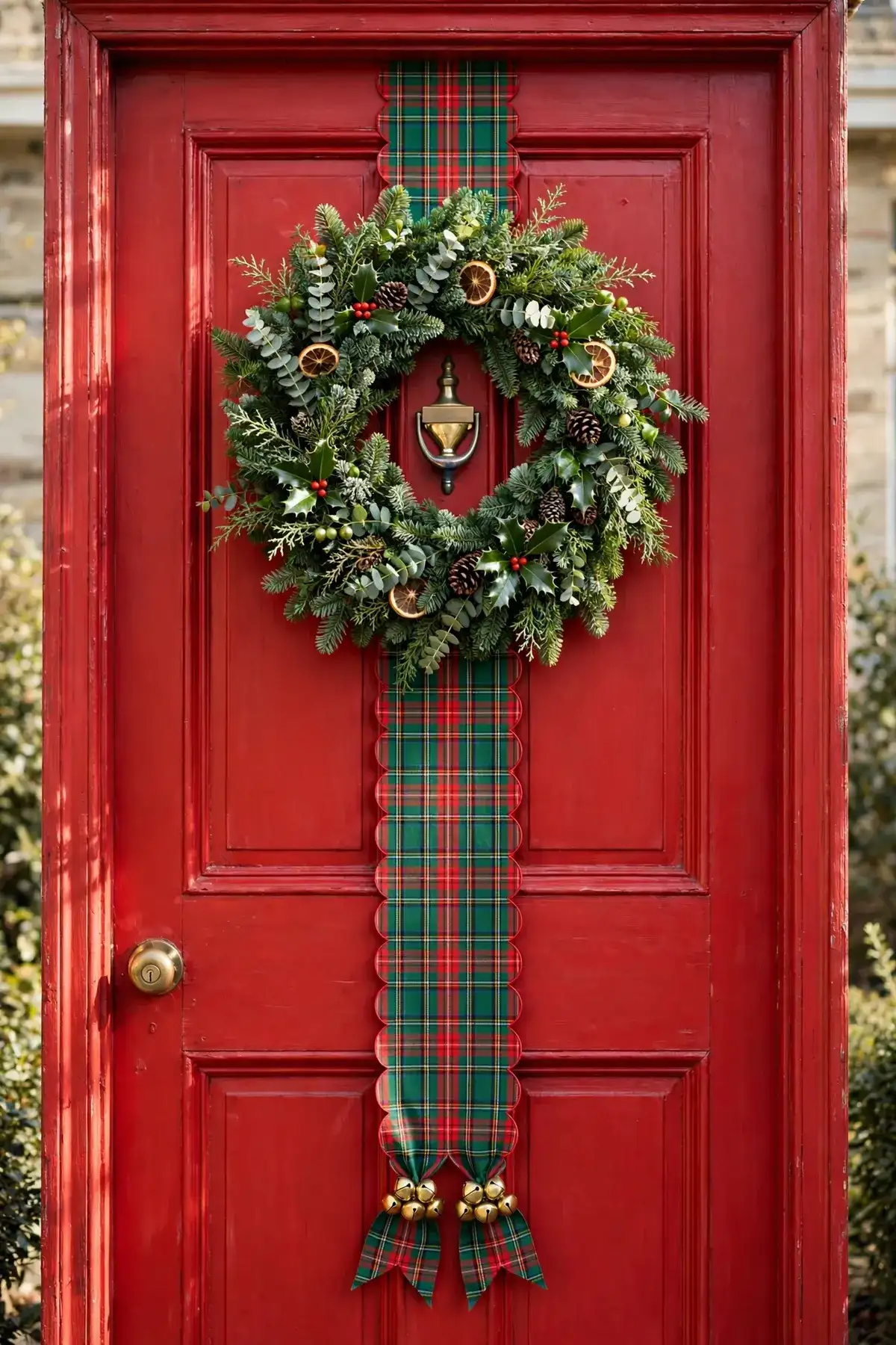 christmas wreath sash bow ideas scalloped sash