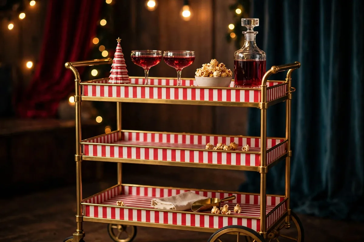 circus interior christmas decor ideas ceiling bunting finale