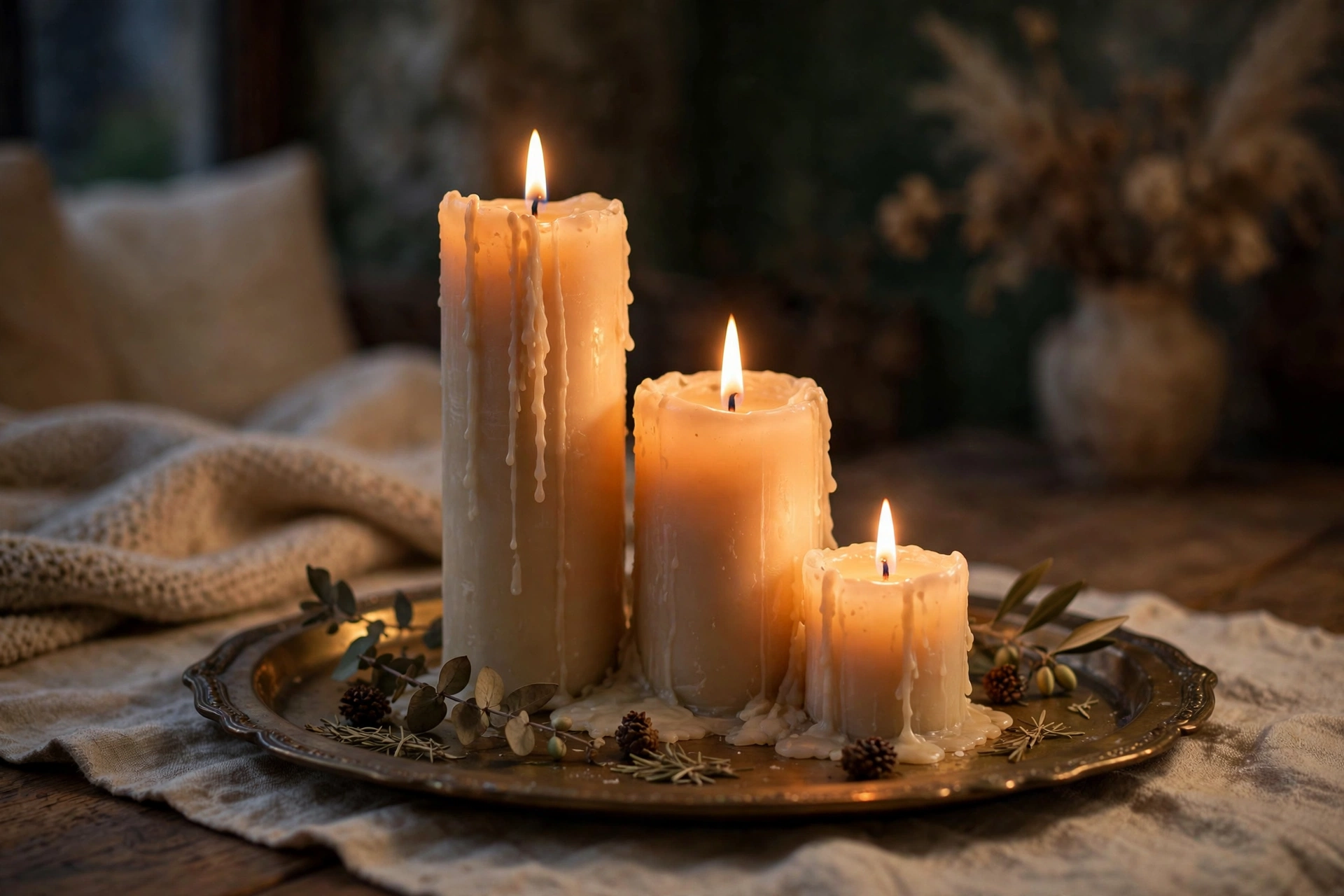 cozy ambient lighting ideas candle cluster styling
