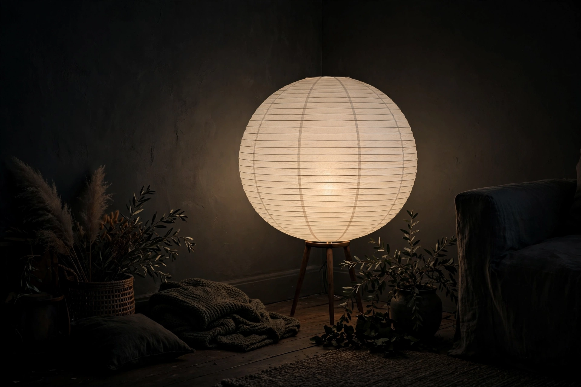 cozy ambient lighting ideas paper lantern floor lamp