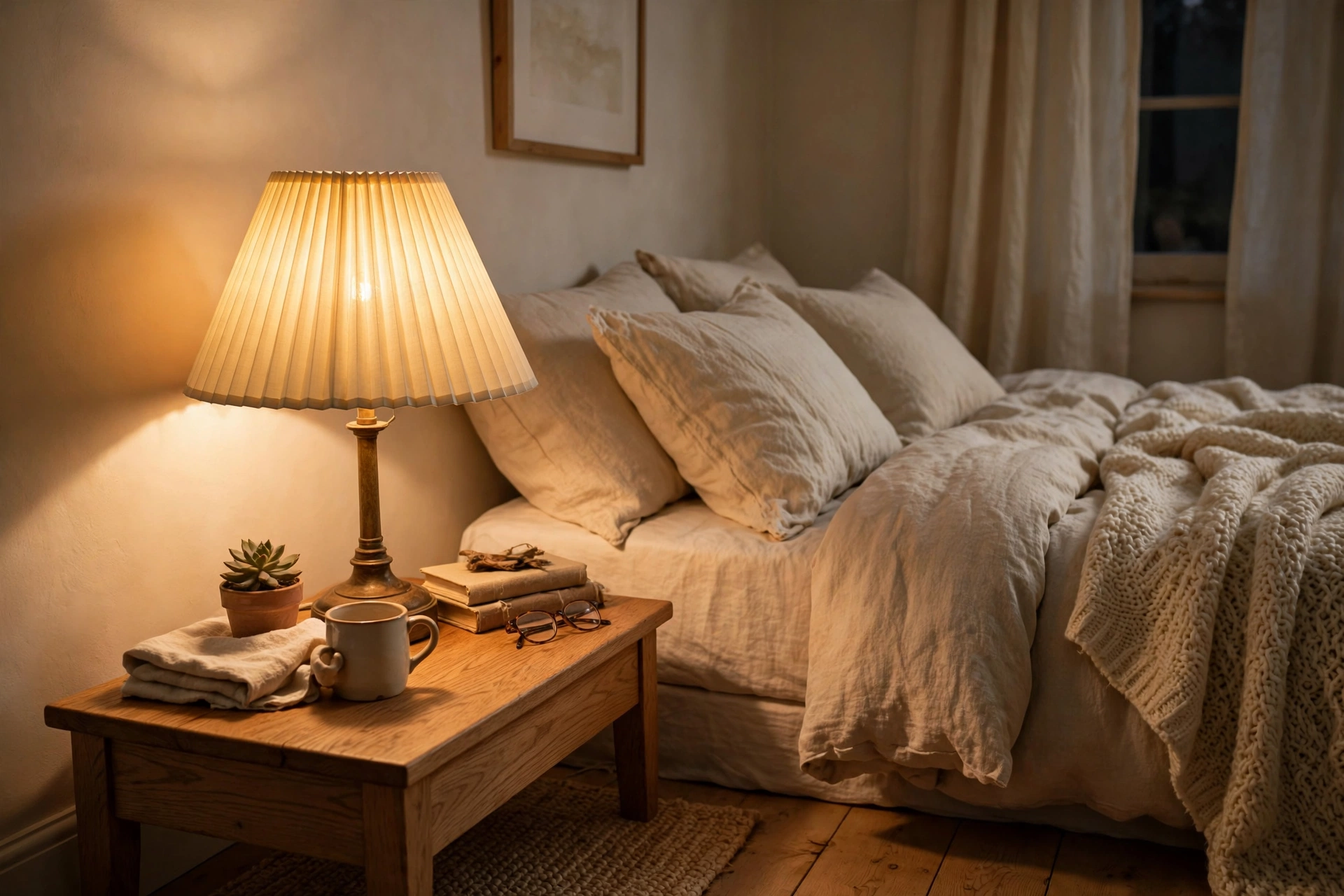 cozy ambient lighting ideas pleated lampshade glow