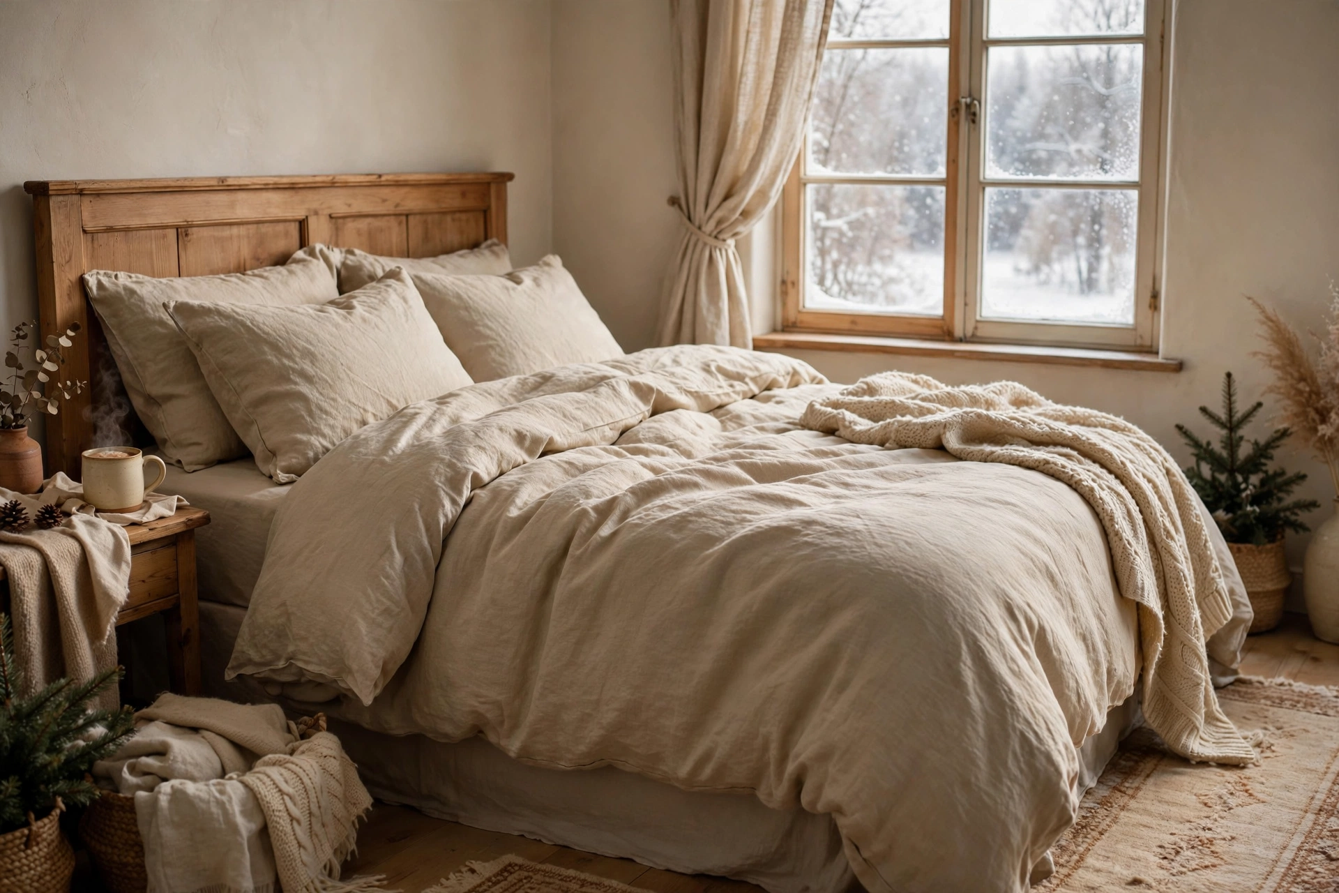 cozy winter bedroom bedding ideas linen duvet cover base layer