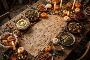 friendsgiving tablescape ideas kraft paper runner