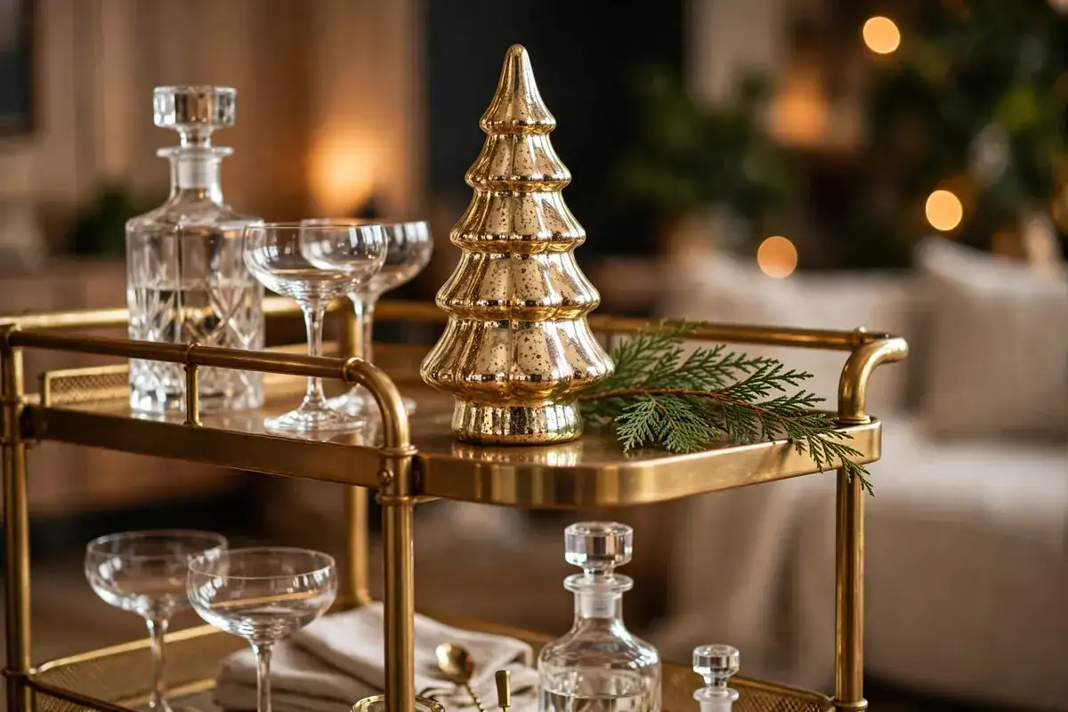 glass christmas tabletop tree ideas bar cart christmas tree