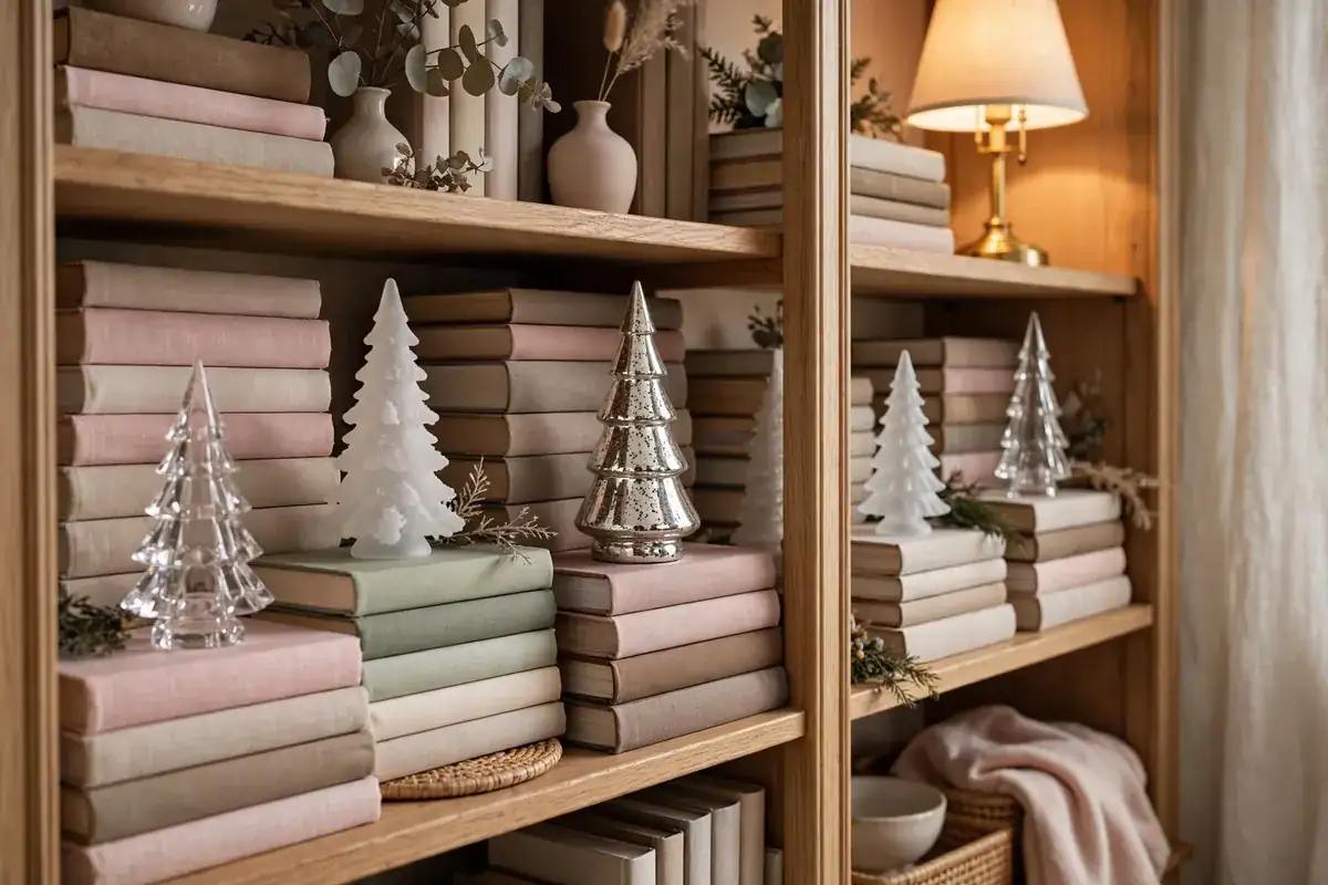 glass christmas tabletop tree ideas bookshelf mini forest