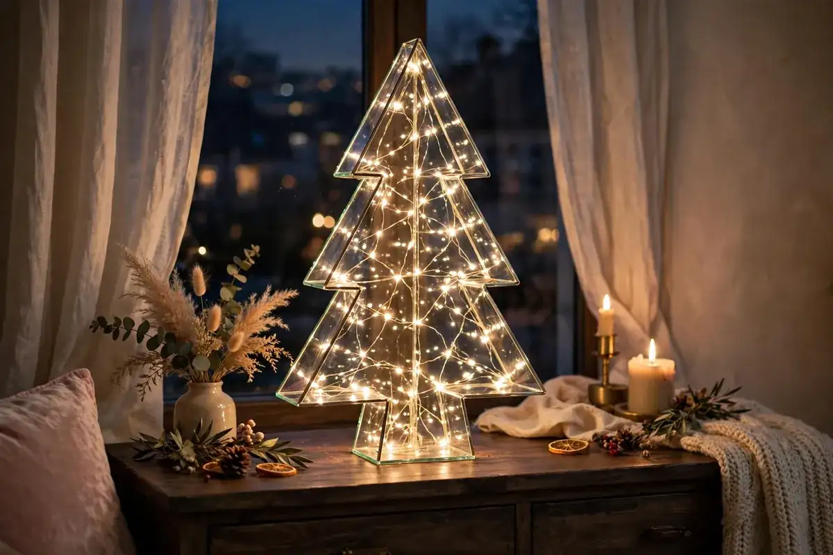 glass christmas tabletop tree ideas fairy lights glass tree