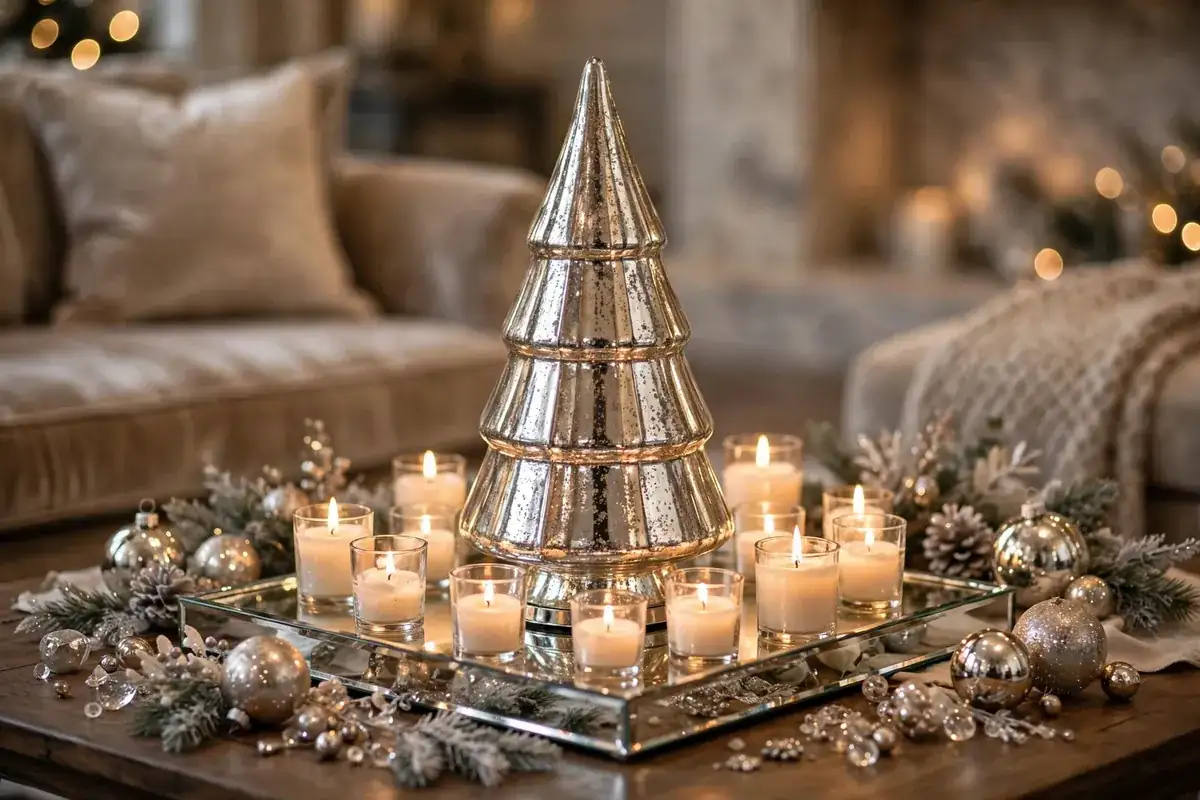glass christmas tabletop tree ideas mirrored tree centerpiece
