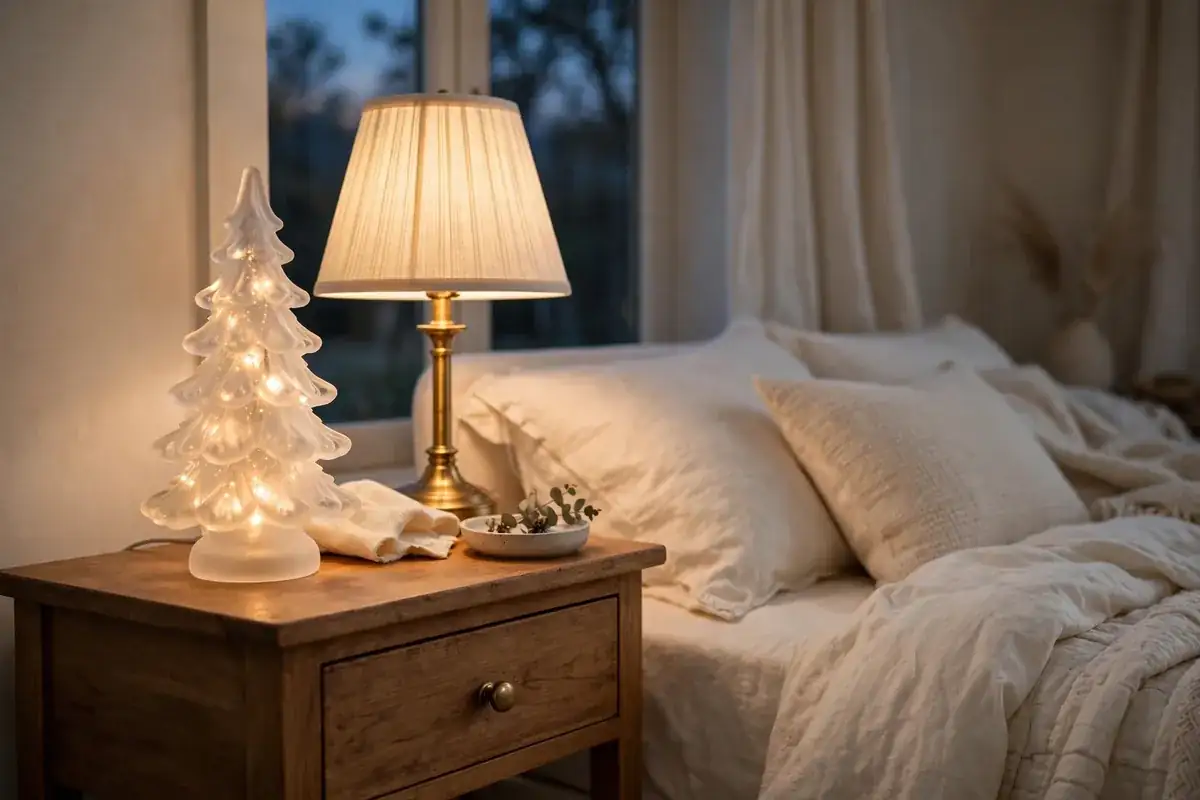 glass christmas tabletop tree ideas nightstand mini tree