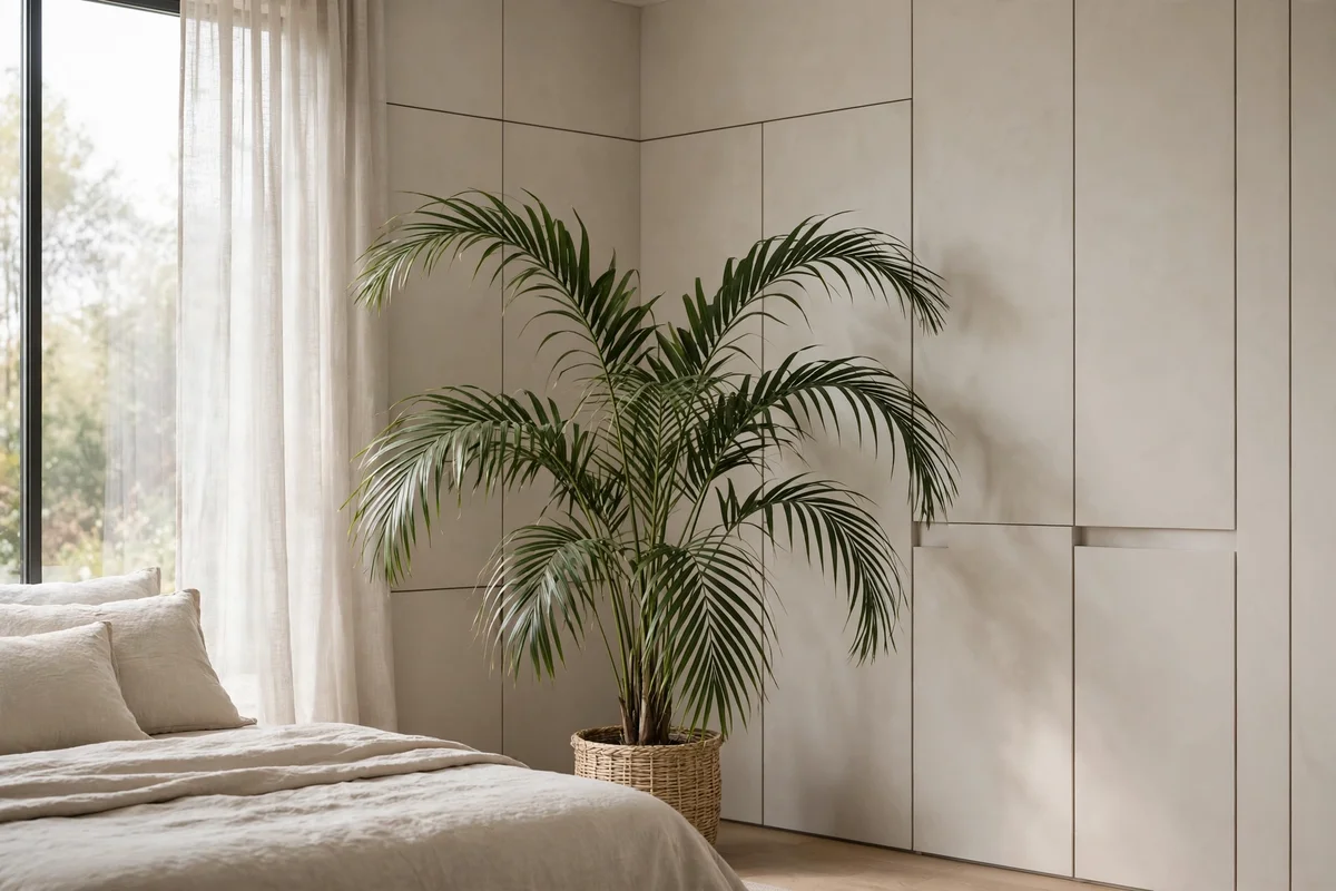 greenery bedroom kentia palm corner