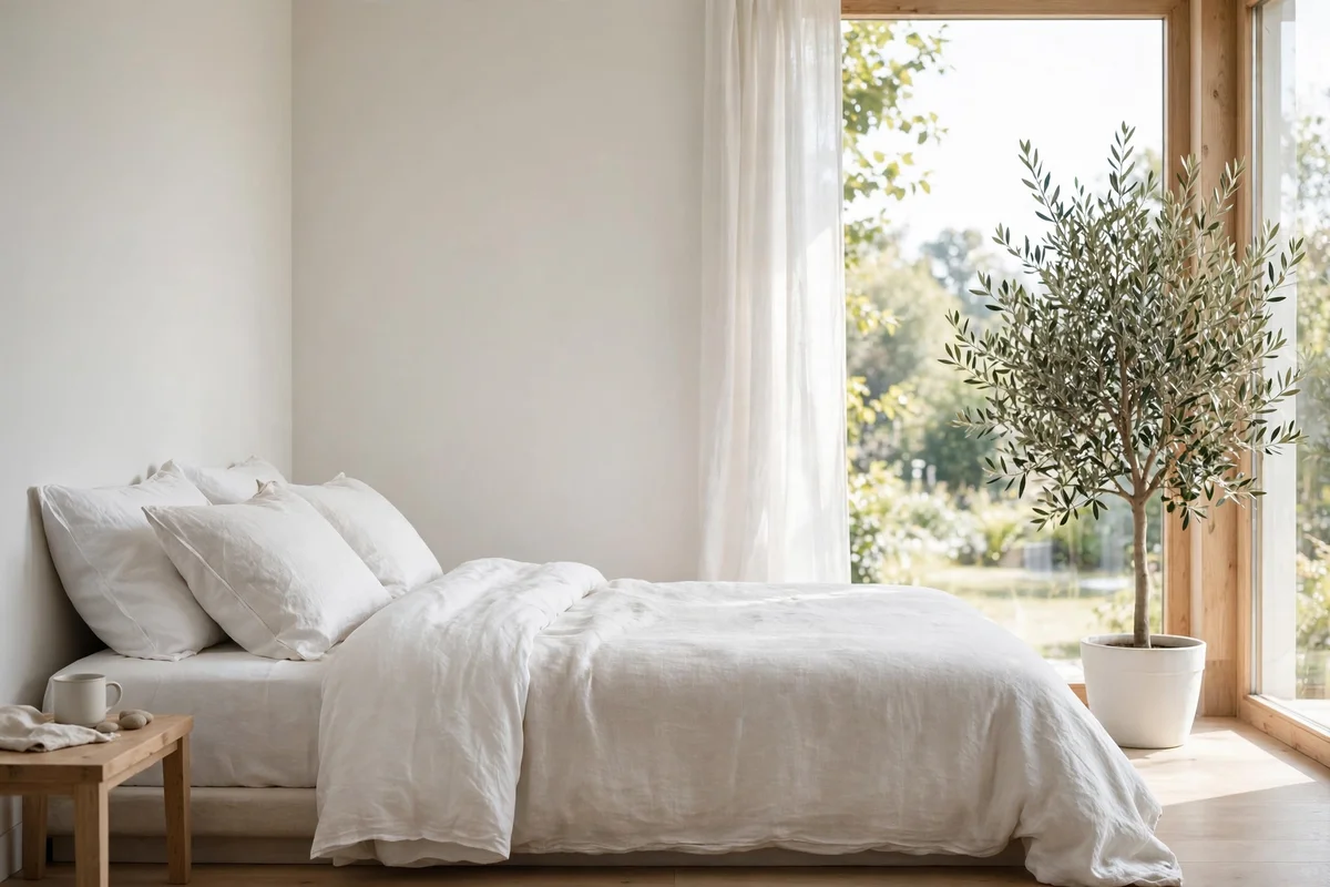 greenery bedroom olive tree minimal
