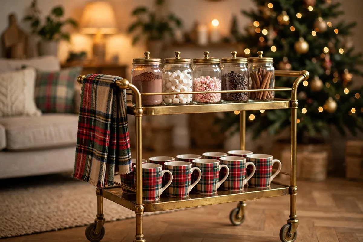 hot chocolate bar ideas rolling cocoa bar cart
